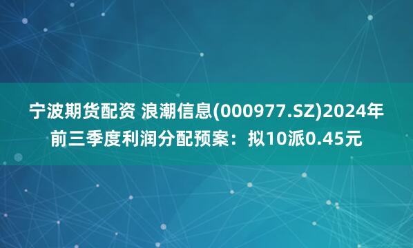 宁波期货配资 浪潮信息(000977.SZ)2024年前三季度利润分配预案：拟10派0.45元