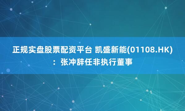 正规实盘股票配资平台 凯盛新能(01108.HK)：张冲辞任非执行董事