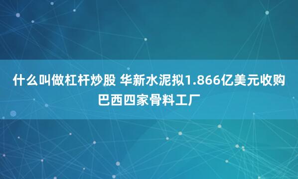 什么叫做杠杆炒股 华新水泥拟1.866亿美元收购巴西四家骨料工厂