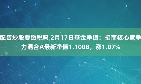 配资炒股要缴税吗 2月17日基金净值：招商核心竞争力混合A最新净值1.1008，涨1.07%