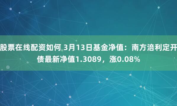 股票在线配资如何 3月13日基金净值：南方涪利定开债最新净值1.3089，涨0.08%